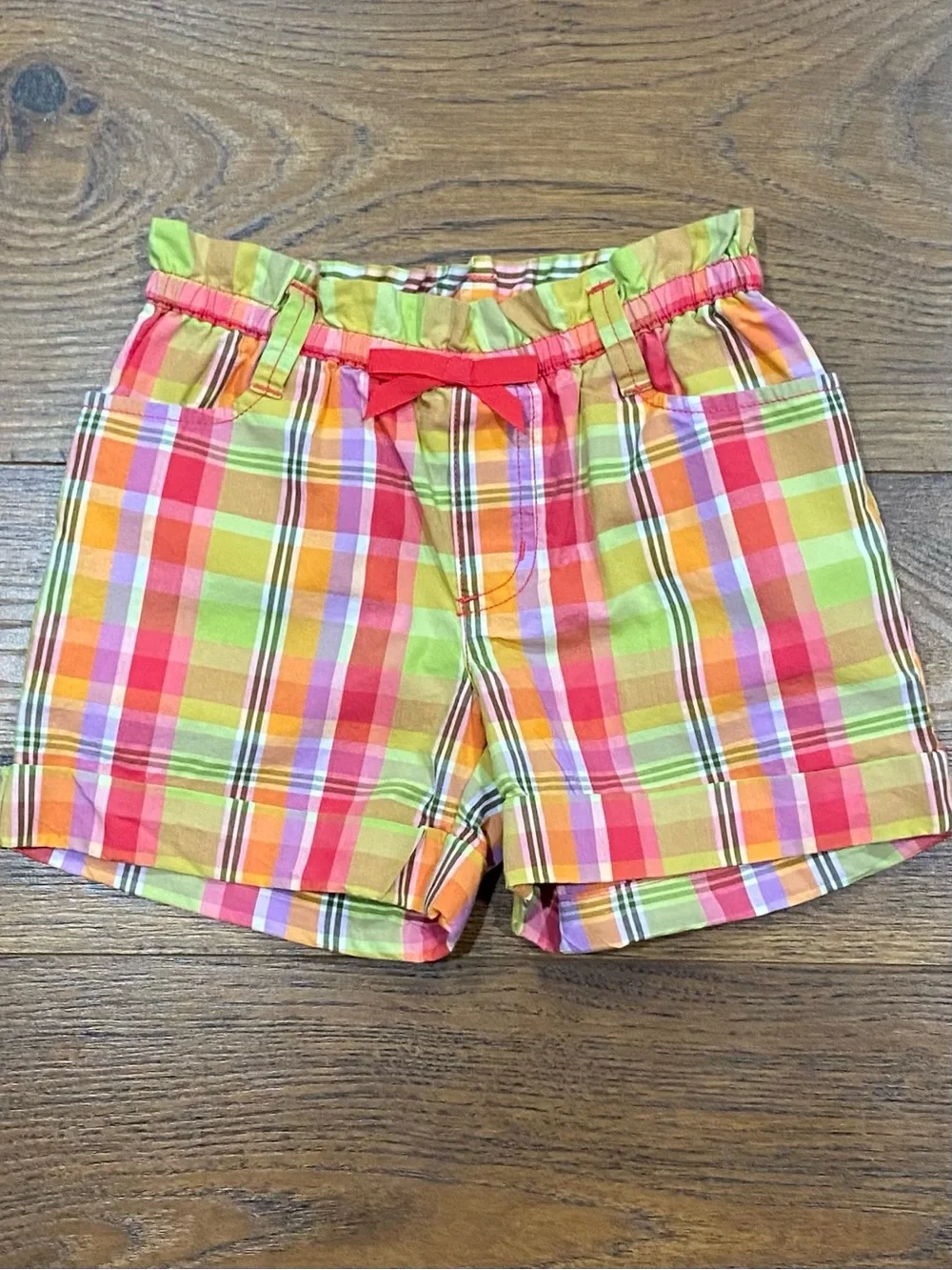 Gymboree Girls Vintage ‘Pretty Posies’ Plaid Shorts Set with Headband Size 5